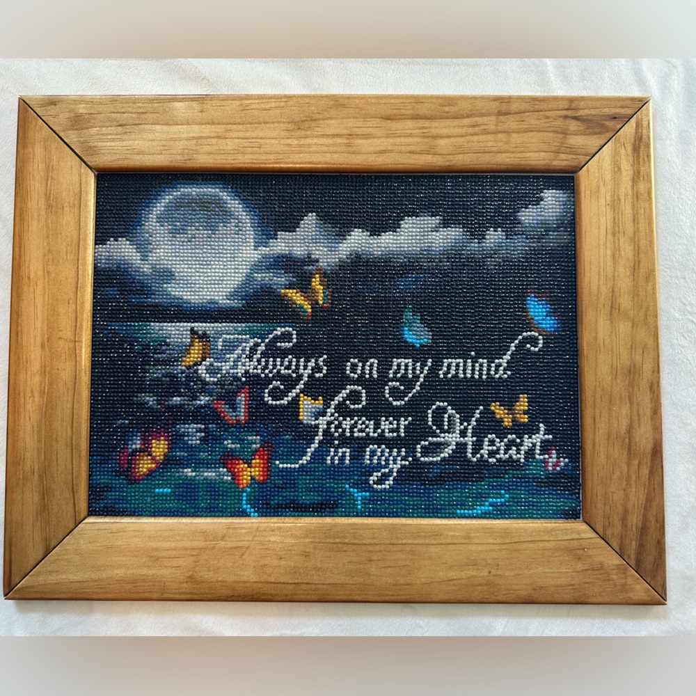 Framed Embroidered Art with Butterflies